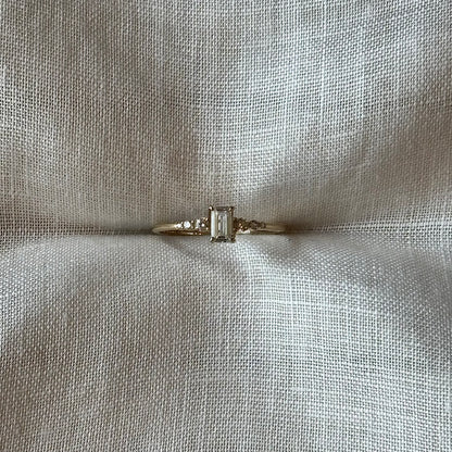 DAINTY EMERALD CUT 14K GOLD RING
