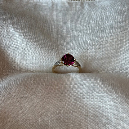 RHODALITE GARNET TULIP 10K GOLD RING