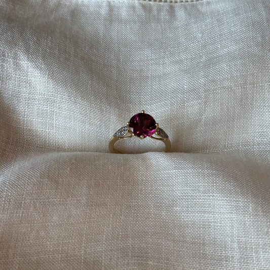 RHODALITE GARNET TULIP 10K GOLD RING