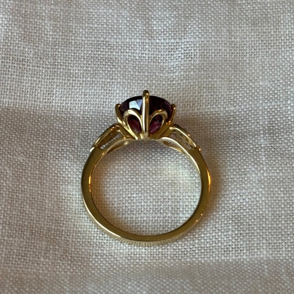 RHODALITE GARNET TULIP 10K GOLD RING