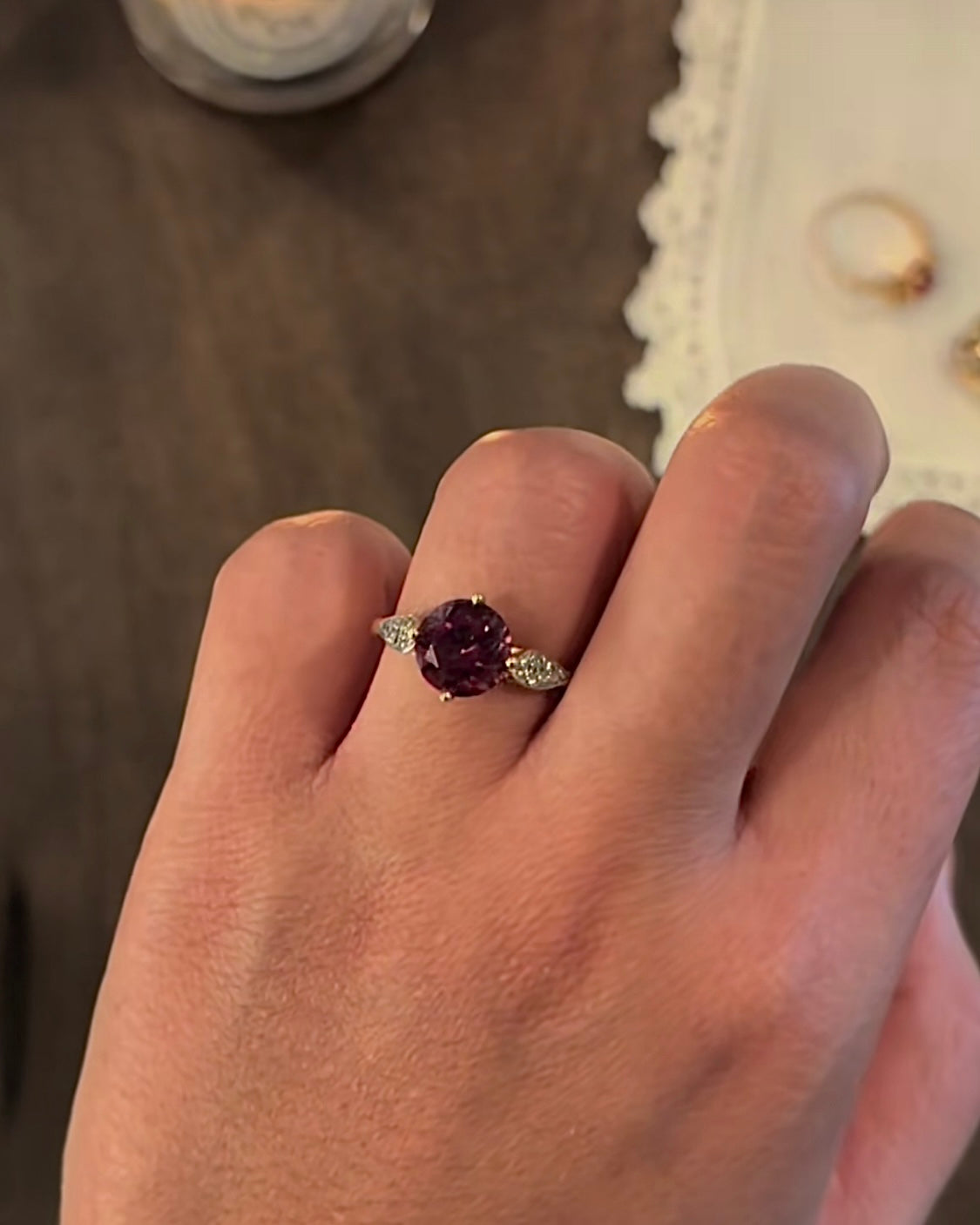 RHODALITE GARNET TULIP 10K GOLD RING