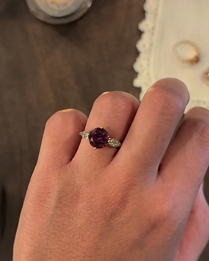 RHODALITE GARNET TULIP 10K GOLD RING